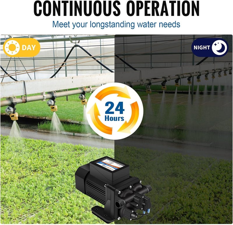 YoungTree Brushless 110V Water Pressure Transfer Pump Continuous Duty 6.0GPM 55PSI On Demand Fresh Water Diaphragm Pump 110 Volt AC for Irrigation Garden Home Pool Car Washing Rain Barrel Industry - Image 4